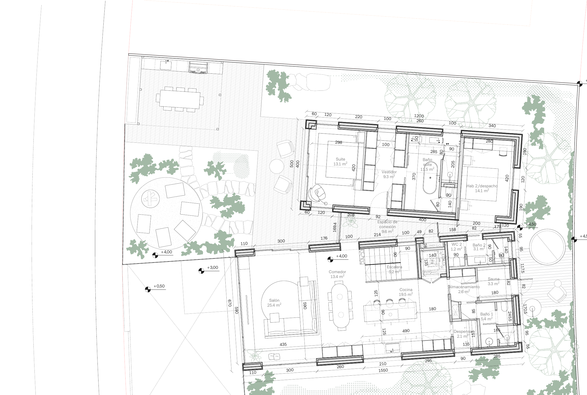 Guillaume Residence — Upper floor plan + site context